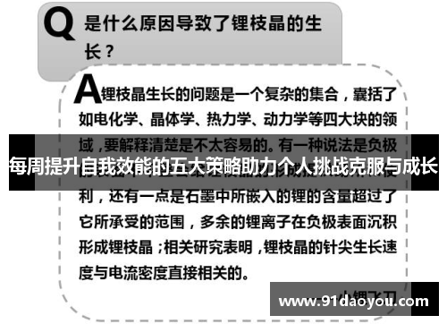 每周提升自我效能的五大策略助力个人挑战克服与成长